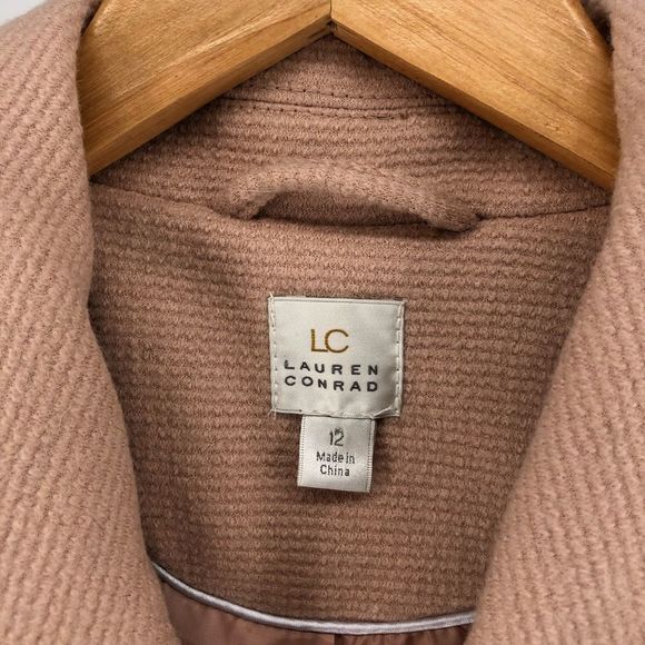 LC Lauren Conrad Blush Pink Bow Back Lined Peacoat Wool Blend NWT - Picture 11 of 15